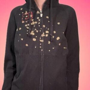 Black Burton Hoodie with Gold Splatter Design